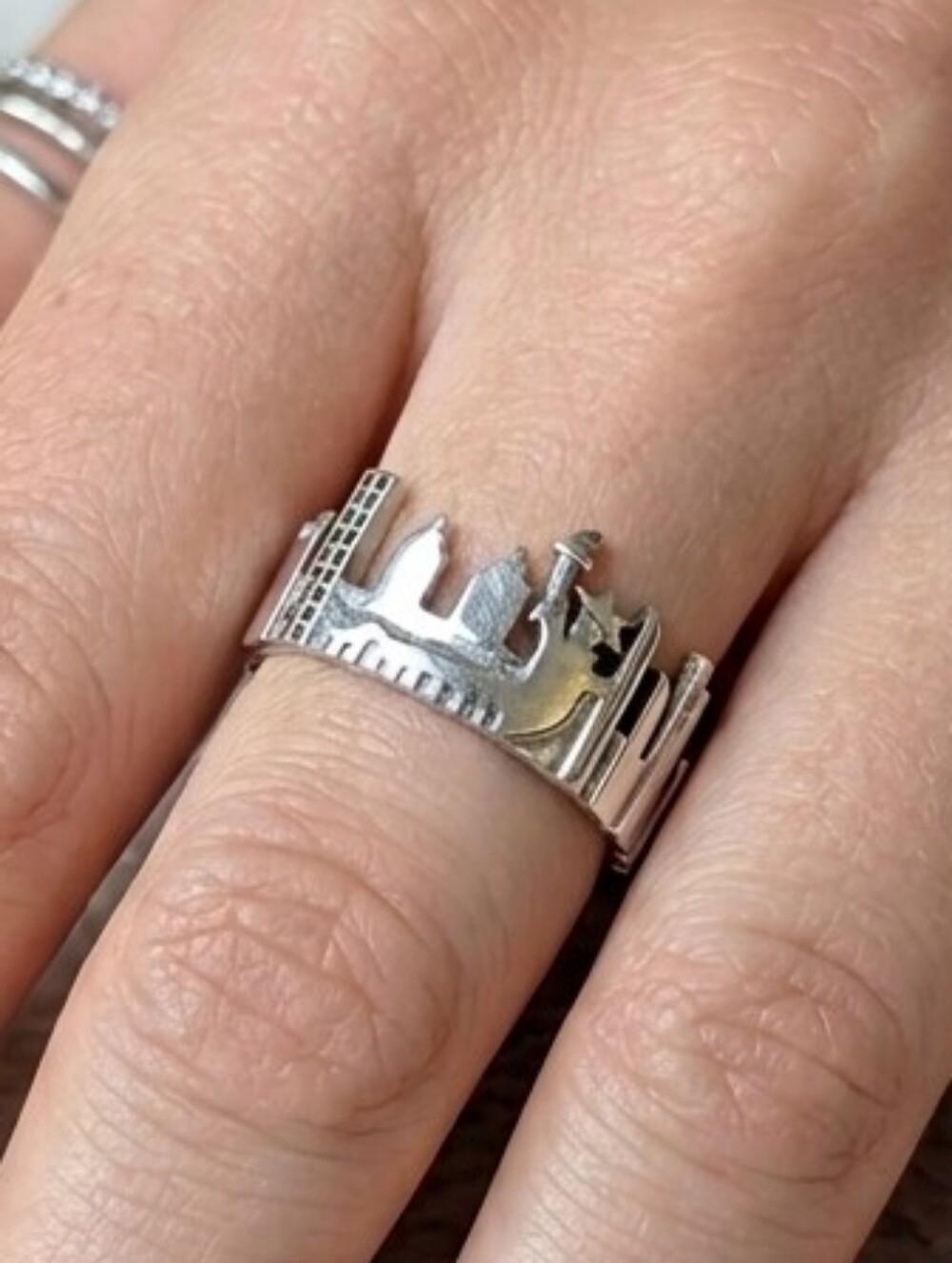 New York City Skyline Ring - Rhodium Plated 925 Silver